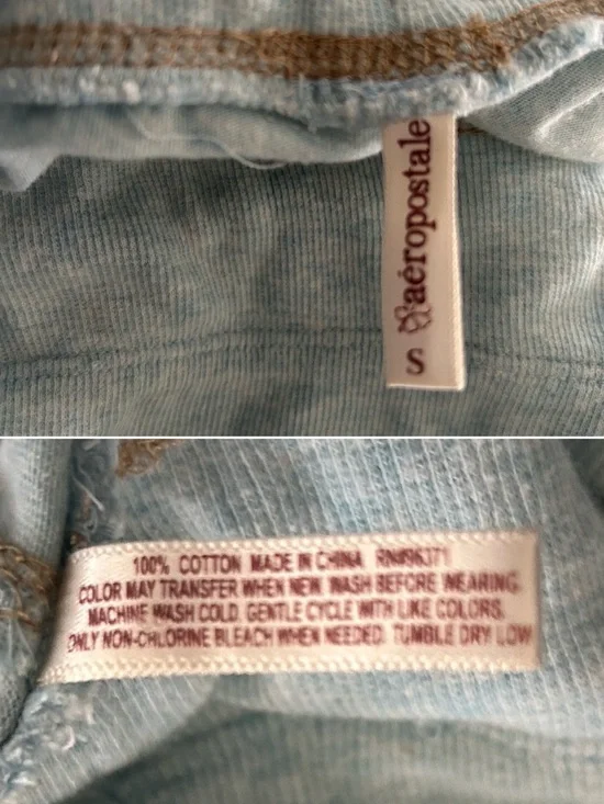 Y2K Aeropostale Lounge Set Fold Over Waist Pants & Baby Tee 100% Cotton Blue S - Picture 8 of 16